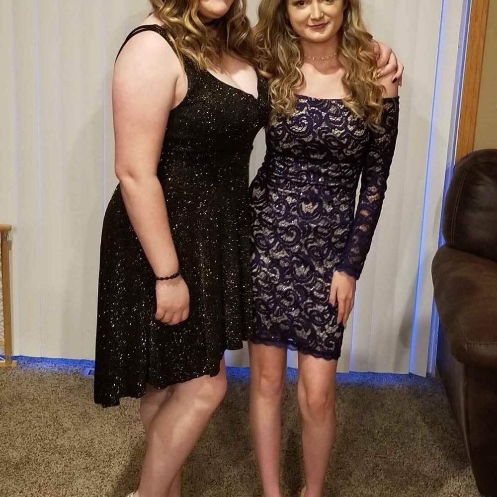 Homecoming dress. Only worn once. Black with gold